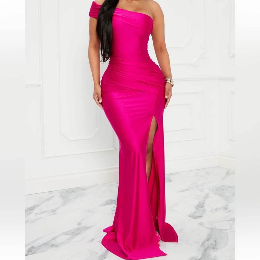 Fashion Nova- Save a Dance Maxi Dress- Fuchsia